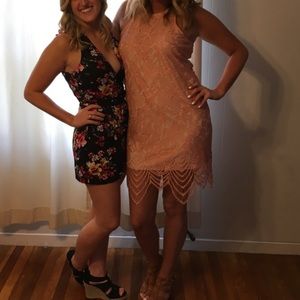 Express Coral/Pink Lace Dress